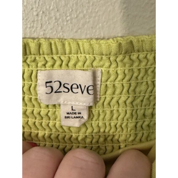 52seven‎ Women's Large Tiered Colorblock Linen Blend Midi Dress Classic Resort - Picture 3 of 4